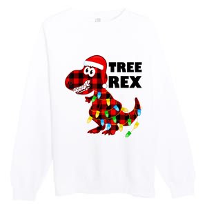 Tree Rex Dinosaur. Pun Funny Dino Christmas Pajama Gift Premium Crewneck Sweatshirt