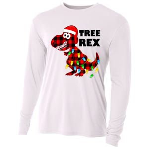 Tree Rex Dinosaur. Pun Funny Dino Christmas Pajama Gift Cooling Performance Long Sleeve Crew