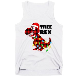 Tree Rex Dinosaur. Pun Funny Dino Christmas Pajama Gift Tank Top