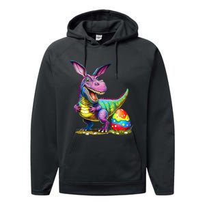 T Rex Dino Bunny Dinosaurs Hunt Eggs Happy Easter Performance Fleece Hoodie