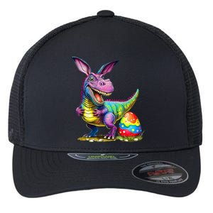 T Rex Dino Bunny Dinosaurs Hunt Eggs Happy Easter Flexfit Unipanel Trucker Cap