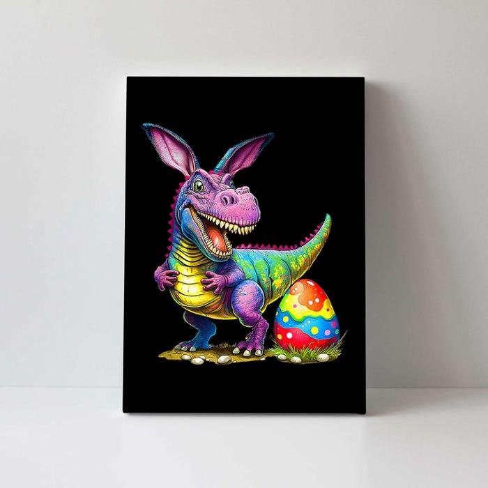 T Rex Dino Bunny Dinosaurs Hunt Eggs Happy Easter Canvas