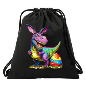 T Rex Dino Bunny Dinosaurs Hunt Eggs Happy Easter Drawstring Bag