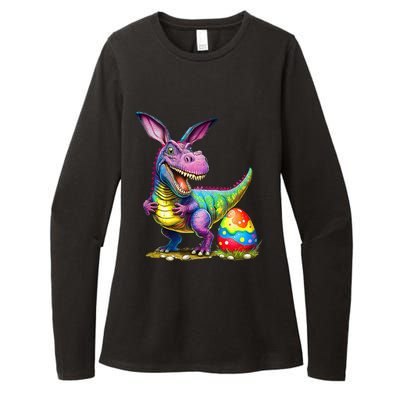 T Rex Dino Bunny Dinosaurs Hunt Eggs Happy Easter Womens CVC Long Sleeve Shirt