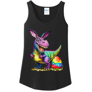 T Rex Dino Bunny Dinosaurs Hunt Eggs Happy Easter Ladies Essential Tank