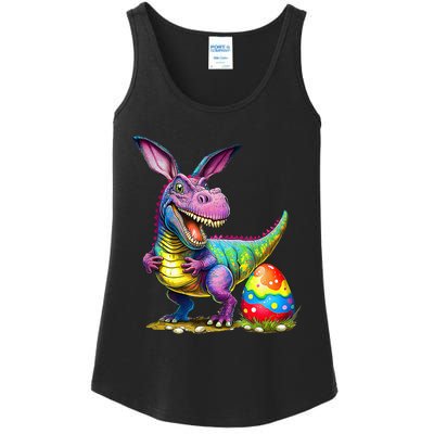 T Rex Dino Bunny Dinosaurs Hunt Eggs Happy Easter Ladies Essential Tank