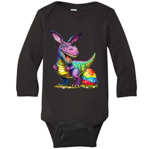 T Rex Dino Bunny Dinosaurs Hunt Eggs Happy Easter Baby Long Sleeve Bodysuit