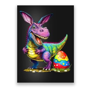 T Rex Dino Bunny Dinosaurs Hunt Eggs Happy Easter Poster