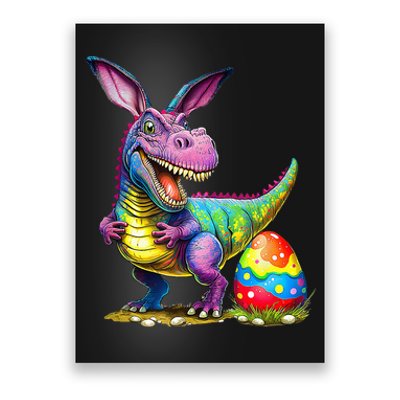 T Rex Dino Bunny Dinosaurs Hunt Eggs Happy Easter Poster