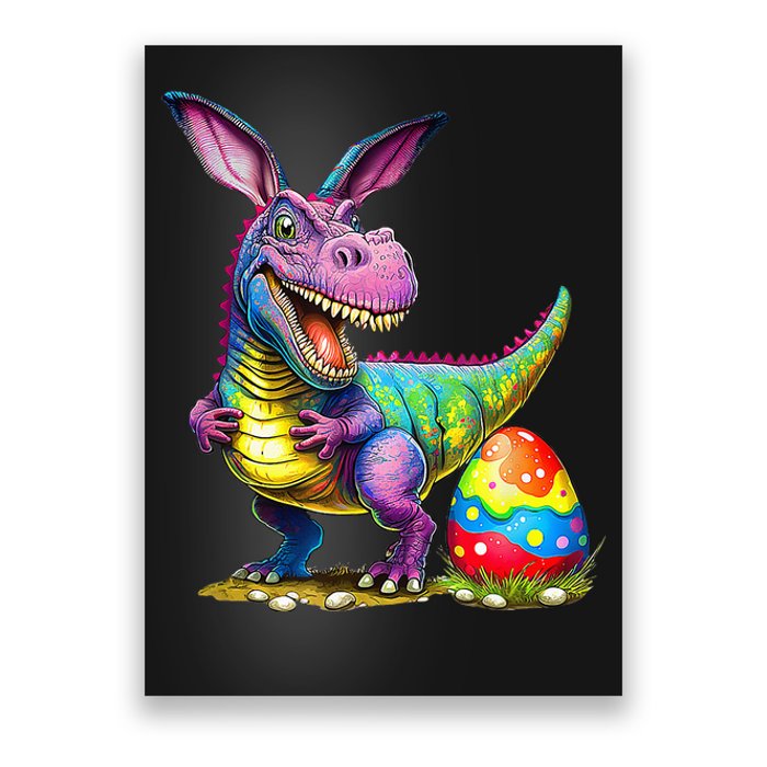 T Rex Dino Bunny Dinosaurs Hunt Eggs Happy Easter Poster