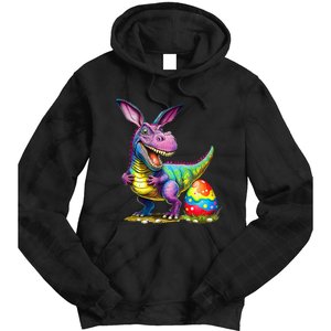 T Rex Dino Bunny Dinosaurs Hunt Eggs Happy Easter Tie Dye Hoodie