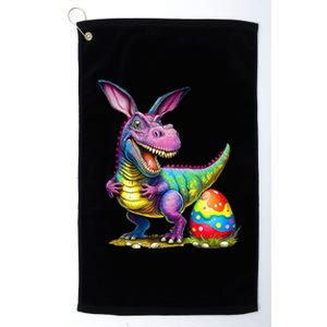 T Rex Dino Bunny Dinosaurs Hunt Eggs Happy Easter Platinum Collection Golf Towel