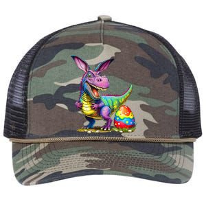 T Rex Dino Bunny Dinosaurs Hunt Eggs Happy Easter Retro Rope Trucker Hat Cap