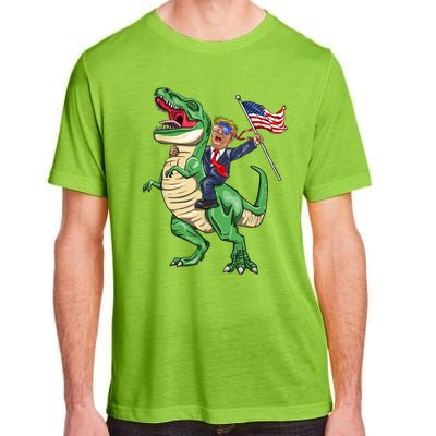 T Rex Dinosaur With Trump Gift American Flag For Patriot Gift Adult ChromaSoft Performance T-Shirt