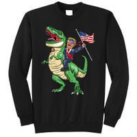 T Rex Dinosaur With Trump Gift American Flag For Patriot Gift Sweatshirt