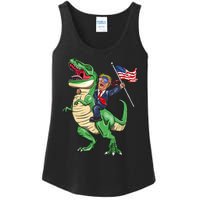 T Rex Dinosaur With Trump Gift American Flag For Patriot Gift Ladies Essential Tank