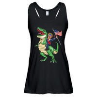 T Rex Dinosaur With Trump Gift American Flag For Patriot Gift Ladies Essential Flowy Tank