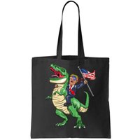 T Rex Dinosaur With Trump Gift American Flag For Patriot Gift Tote Bag