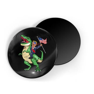 T Rex Dinosaur With Trump Gift American Flag For Patriot Gift Magnet