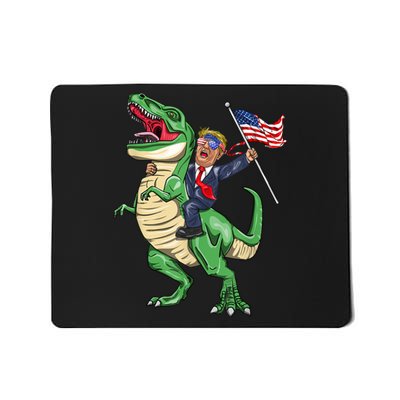 T Rex Dinosaur With Trump Gift American Flag For Patriot Gift Mousepad