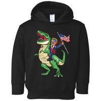 T Rex Dinosaur With Trump Gift American Flag For Patriot Gift Toddler Hoodie