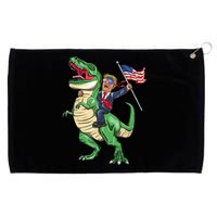 T Rex Dinosaur With Trump Gift American Flag For Patriot Gift Grommeted Golf Towel