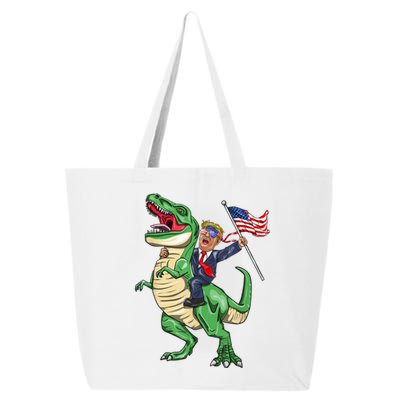 T Rex Dinosaur With Trump Gift American Flag For Patriot Gift 25L Jumbo Tote