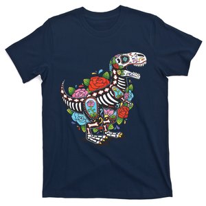 T Rex Dino Sugar Skull Mexico Calavera Dia De Los Muertos T-Shirt