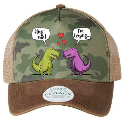 T Rex Dinosaur Couple Hug Me Valentines Day Legacy Tie Dye Trucker Hat