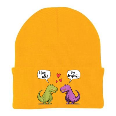 T Rex Dinosaur Couple Hug Me Valentines Day Knit Cap Winter Beanie