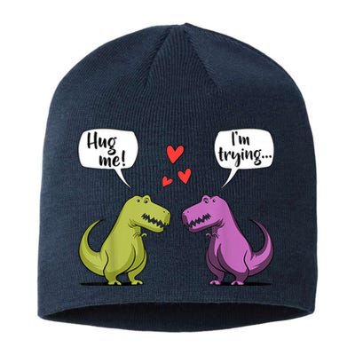 T Rex Dinosaur Couple Hug Me Valentines Day Sustainable Beanie