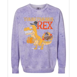 Turkeysaurus Rex Dab Turkey Dino Thanksgiving Colorblast Crewneck Sweatshirt