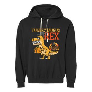 Turkeysaurus Rex Dab Turkey Dino Thanksgiving Garment-Dyed Fleece Hoodie