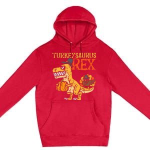 Turkeysaurus Rex Dab Turkey Dino Thanksgiving Premium Pullover Hoodie