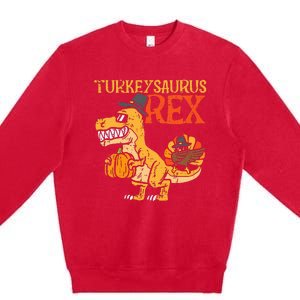 Turkeysaurus Rex Dab Turkey Dino Thanksgiving Premium Crewneck Sweatshirt