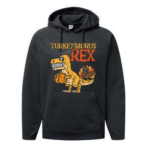 Turkeysaurus Rex Dab Turkey Dino Thanksgiving Performance Fleece Hoodie