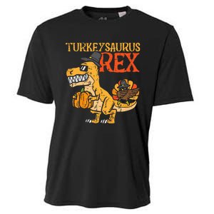 Turkeysaurus Rex Dab Turkey Dino Thanksgiving Cooling Performance Crew T-Shirt