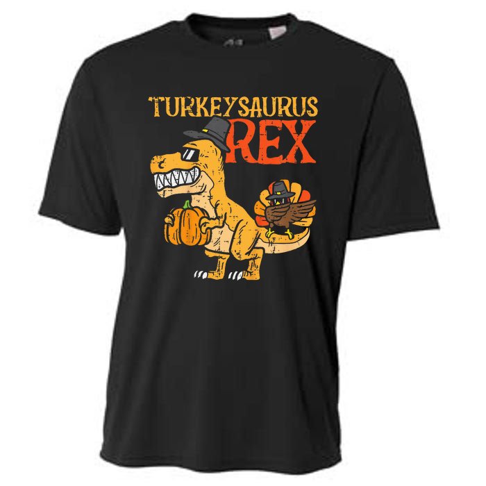 Turkeysaurus Rex Dab Turkey Dino Thanksgiving Cooling Performance Crew T-Shirt