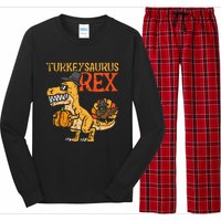 Turkeysaurus Rex Dab Turkey Dino Thanksgiving Long Sleeve Pajama Set