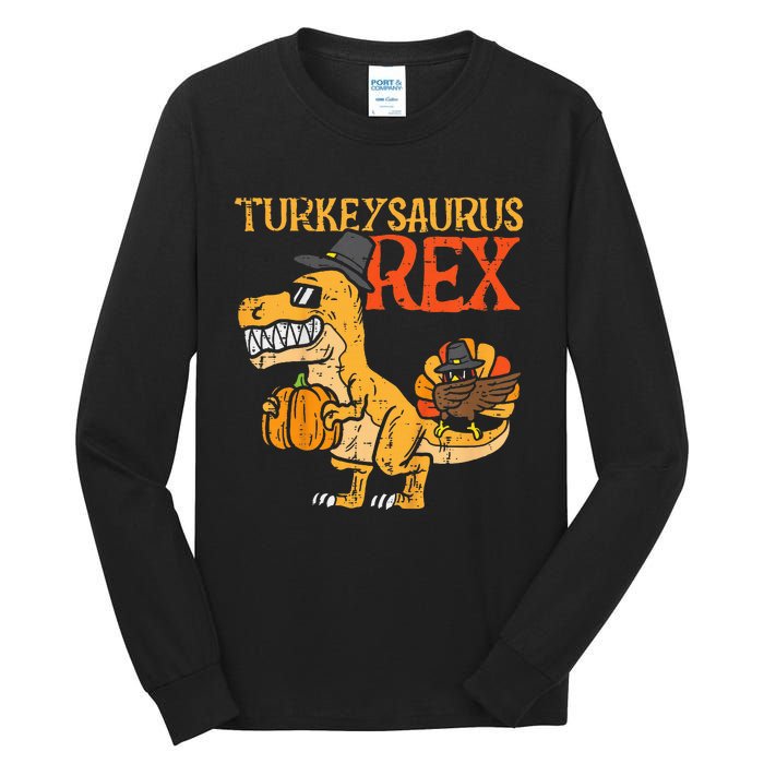 Turkeysaurus Rex Dab Turkey Dino Thanksgiving Tall Long Sleeve T-Shirt