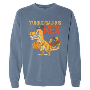 Turkeysaurus Rex Dab Turkey Dino Thanksgiving Garment-Dyed Sweatshirt