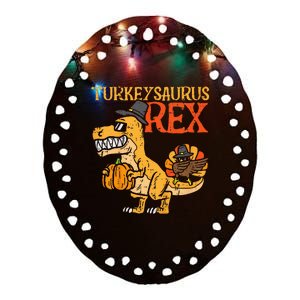 Turkeysaurus Rex Dab Turkey Dino Thanksgiving Ceramic Oval Ornament