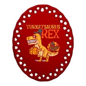 Turkeysaurus Rex Dab Turkey Dino Thanksgiving Ceramic Oval Ornament