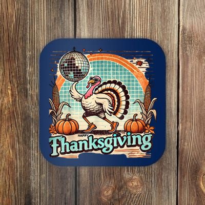 Thanksgiving Retro Disco Turkey Graphic Top Funky Turkey Coaster