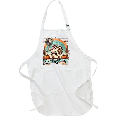 Thanksgiving Retro Disco Turkey Graphic Top Funky Turkey Full-Length Apron With Pockets