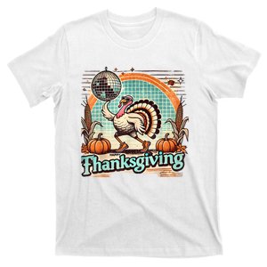 Thanksgiving Retro Disco Turkey Graphic Top Funky Turkey T-Shirt