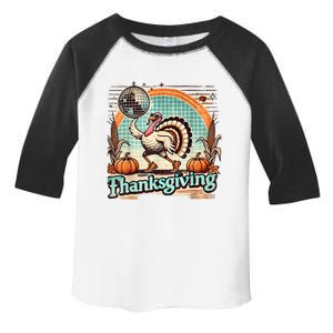 Thanksgiving Retro Disco Turkey Graphic Top Funky Turkey Toddler Fine Jersey T-Shirt