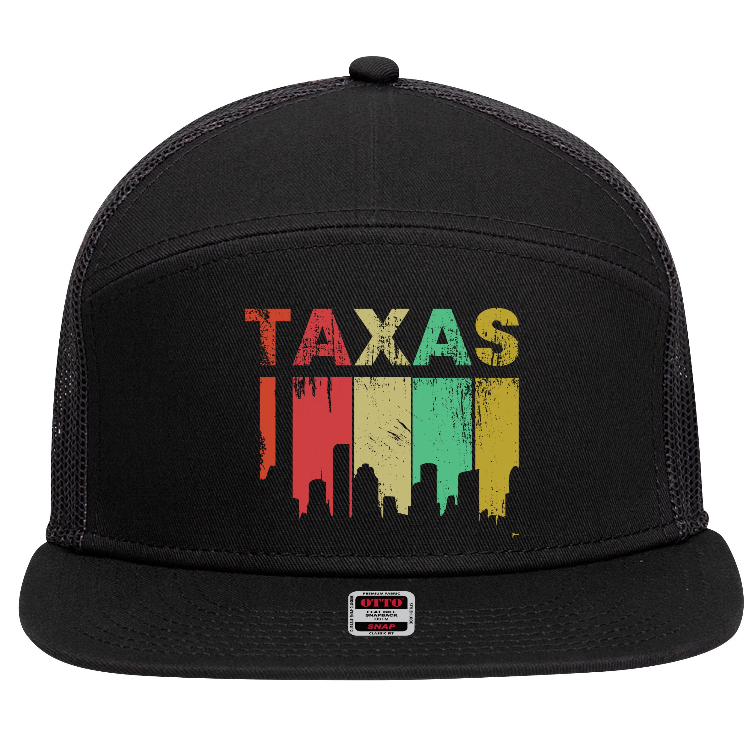 Texas Retro Drip Logo 7 Panel Mesh Trucker Snapback Hat