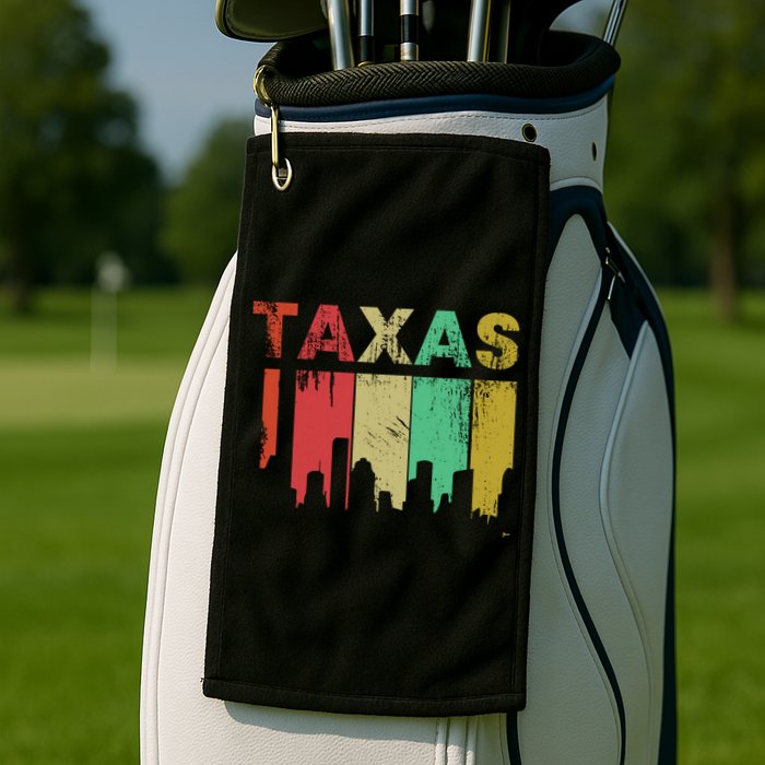 Texas Retro Drip Logo Golf Towel