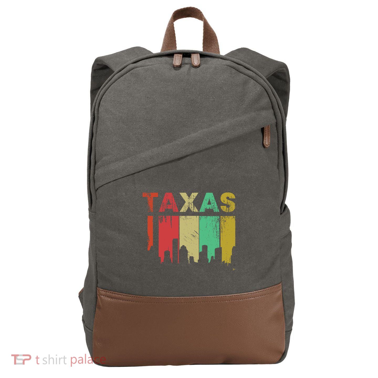 Texas Retro Drip Logo Cotton Canvas Backpack